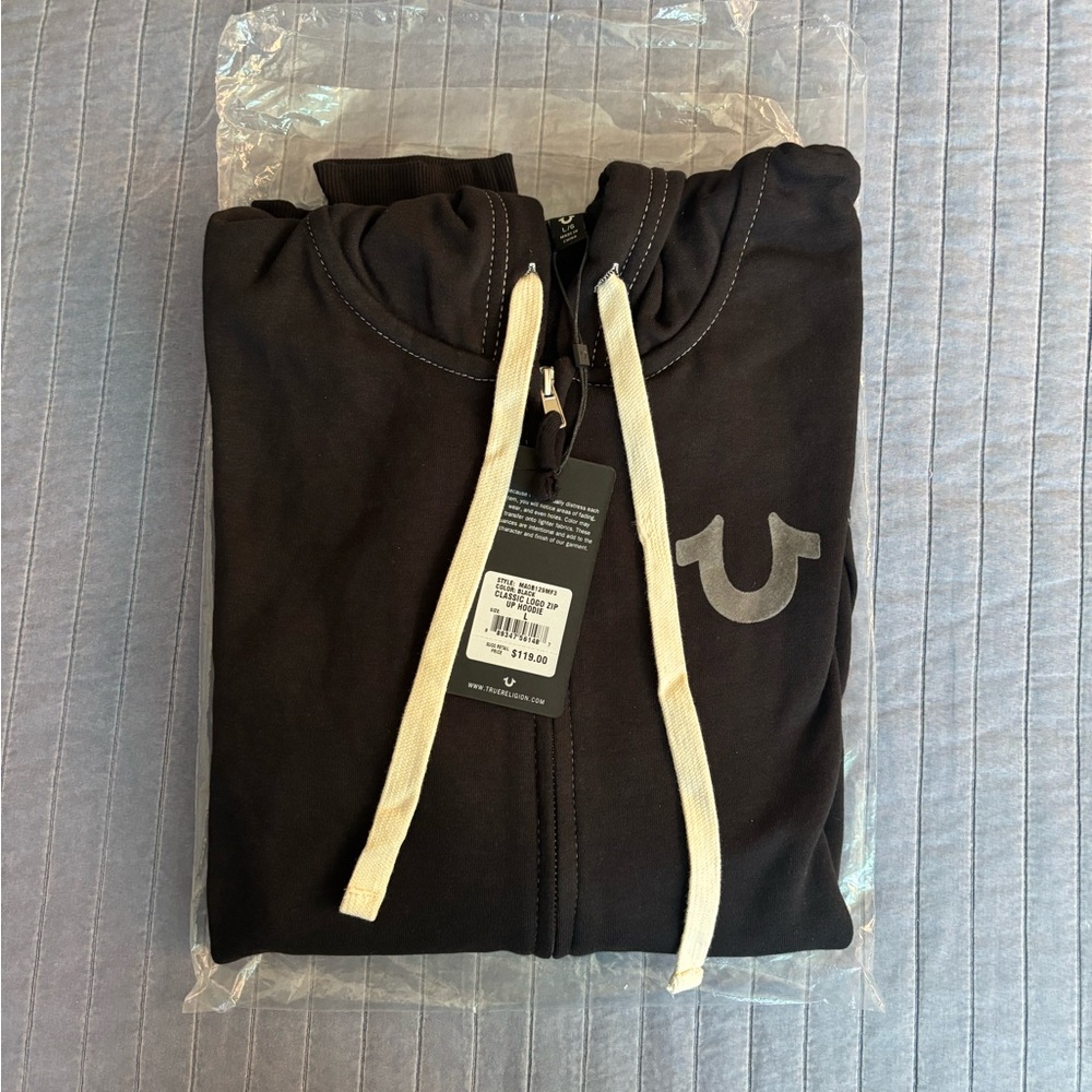 True Religion Black Hoodie with White